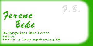 ferenc beke business card